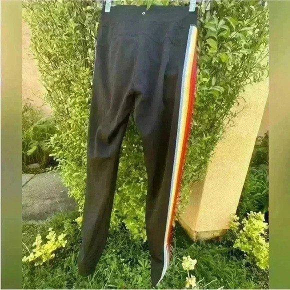 Spiritual Gangster "Rainbow Track Tight" Black With 5 Colored Stripes Small EUC - Picture 8 of 11